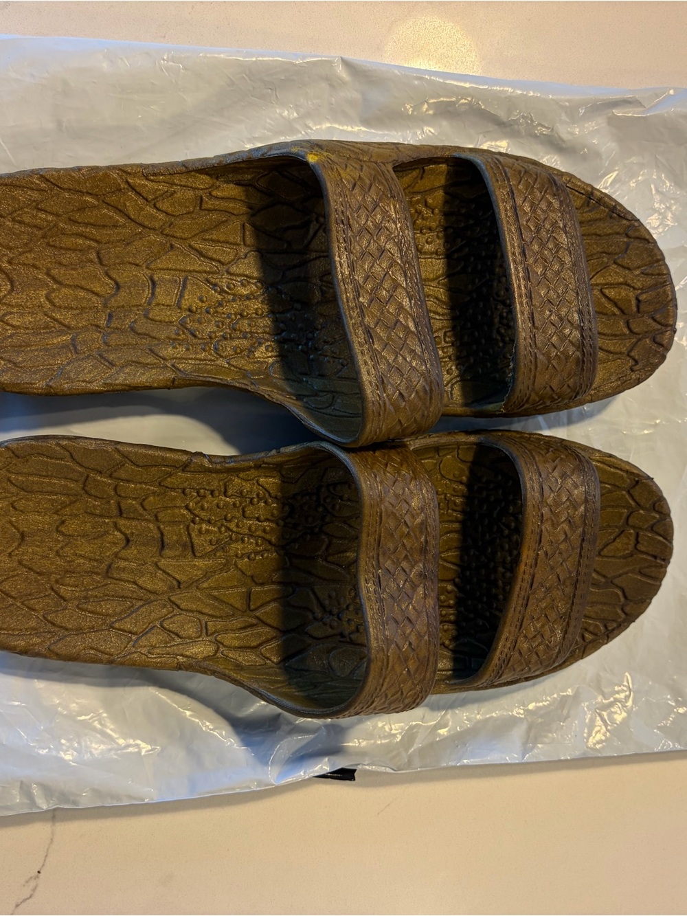 Pali Hawaii Brown Woven Double-Strap Slide Sandals